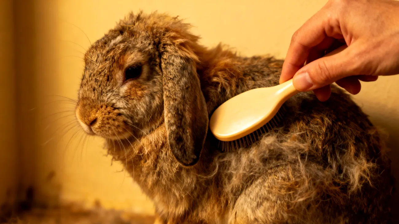 Ältere Kaninchen haben oft Schwierigkeiten bei der Fellpflege und können sich nicht mehr so gut selbst putzen, was zu verfilztem Fell, Hautproblemen und unhygienischen Bedingungen führt"