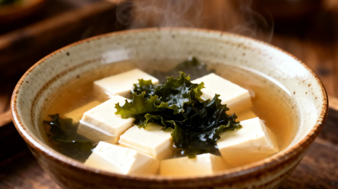 Miso-Suppe mit Wakame-Algen und Tofu"
